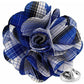 Vittorio Vico Unisex Metallic Silver Accent Plaid Flower Lapel Pin