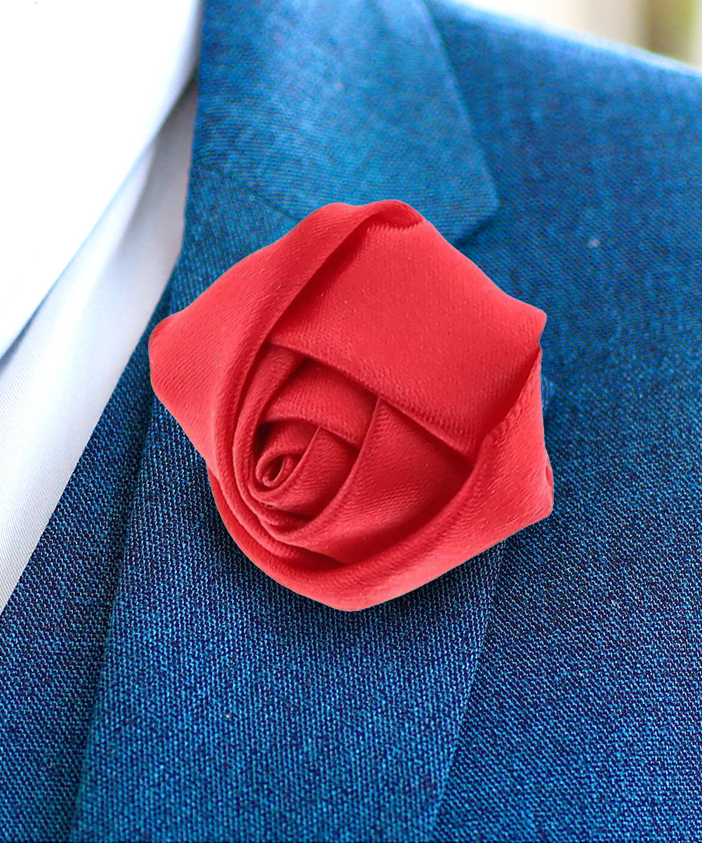 Vittorio Vico Unisex Satin Rose Bud Flower Lapel Pin