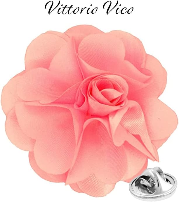 Vittorio Vico Unisex Satin Solid Flower Lapel Pin