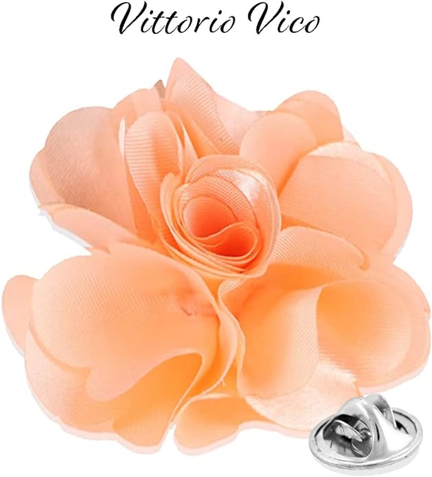 Vittorio Vico Unisex Satin Solid Flower Lapel Pin