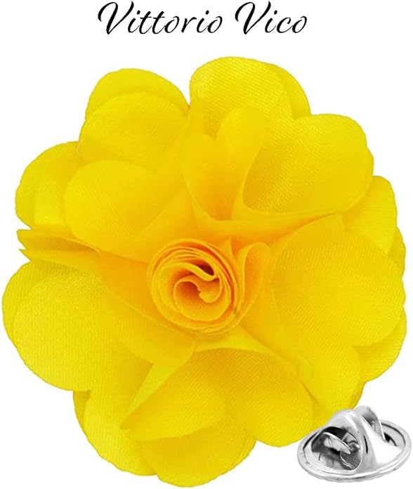 Vittorio Vico Unisex Satin Solid Flower Lapel Pin