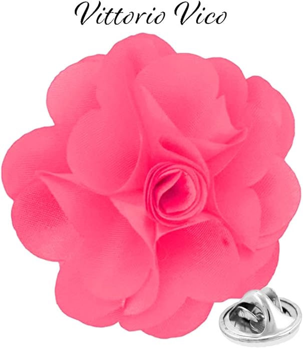 Vittorio Vico Unisex Satin Solid Flower Lapel Pin