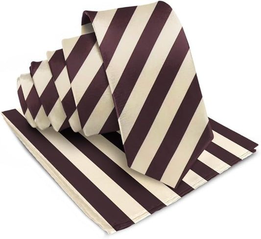 Vittorio Farina Men's Striped Satin Necktie & Pocket Square