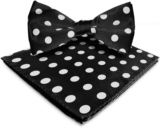 Vittorio Farina Men's Polka Dot Satin Bow Tie & Pocket Square in Gift Box