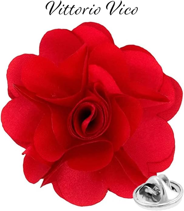 Vittorio Vico Unisex Satin Solid Flower Lapel Pin