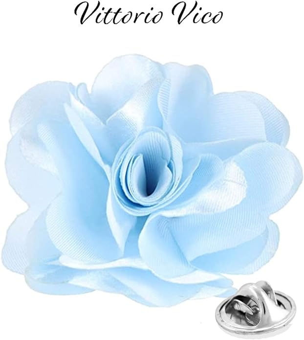 Vittorio Vico Unisex Satin Solid Flower Lapel Pin