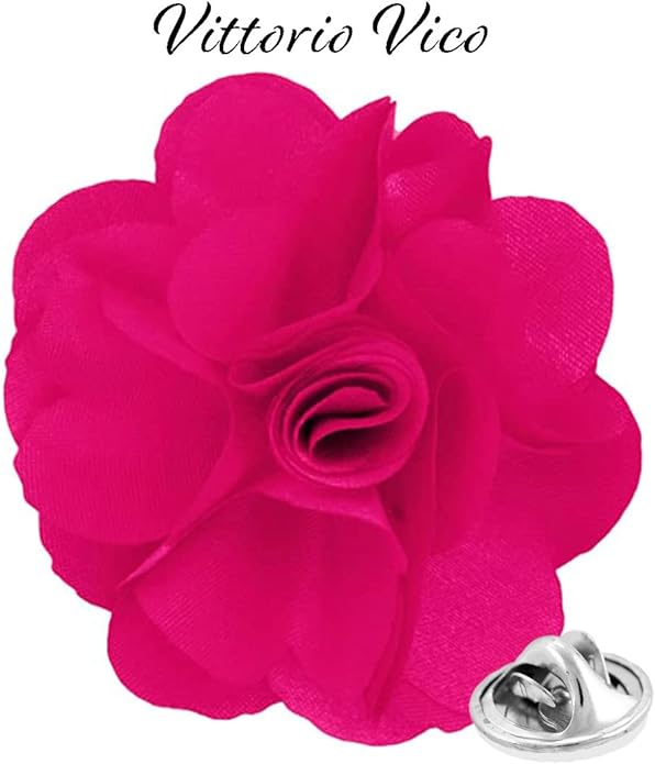 Vittorio Vico Unisex Satin Solid Flower Lapel Pin