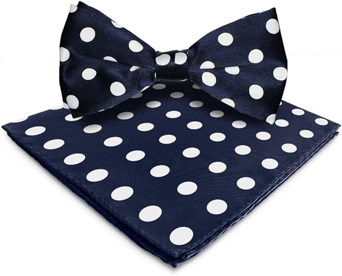 Vittorio Farina Men's Polka Dot Satin Bow Tie & Pocket Square in Gift Box