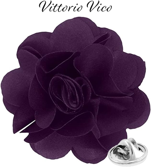 Vittorio Vico Unisex Satin Solid Flower Lapel Pin