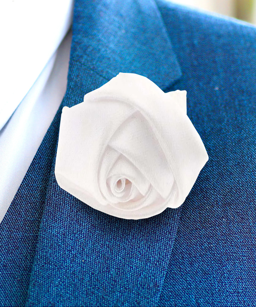 Vittorio Vico Unisex Satin Rose Bud Flower Lapel Pin