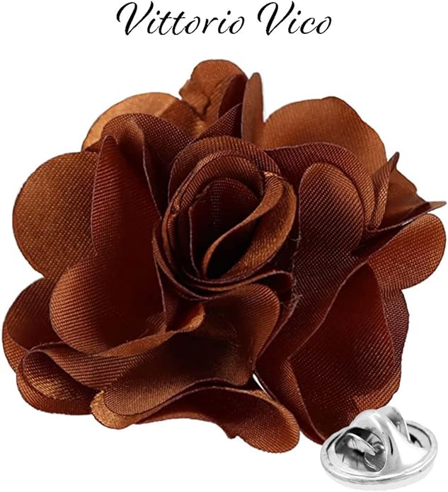 Vittorio Vico Unisex Satin Solid Flower Lapel Pin