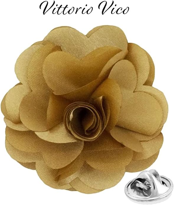 Vittorio Vico Unisex Satin Solid Flower Lapel Pin