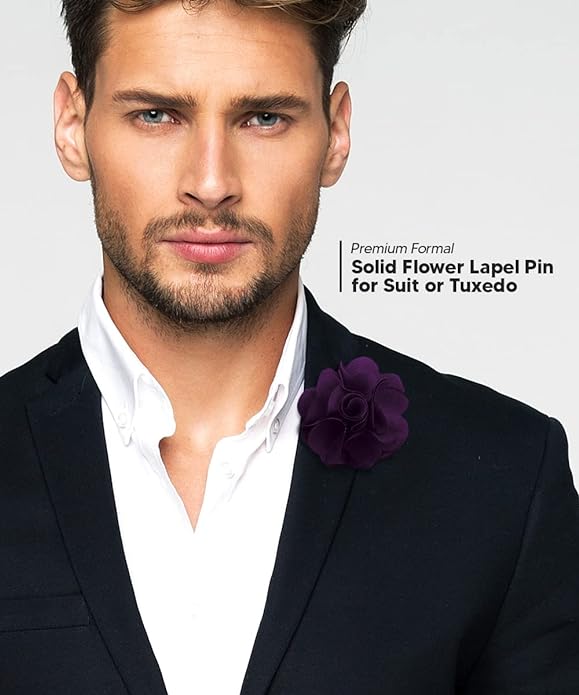 Vittorio Vico Unisex Satin Solid Flower Lapel Pin