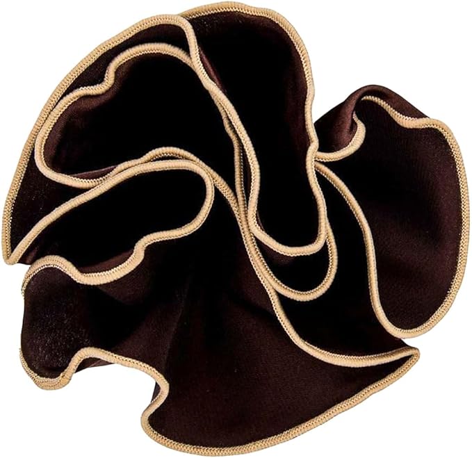 Vittorio Farina Round Satin Pocket Square with Embroidered Piping