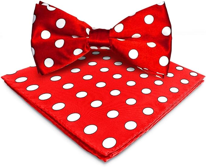 Vittorio Farina Men's Polka Dot Satin Bow Tie & Pocket Square in Gift Box