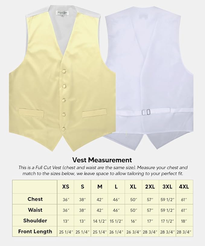 Vittorio Farina Solid Satin Vest Set (White Back) Var. 01 (Beige-Maize) - vest_plain_WB_maize_XS - Classy Cufflinks