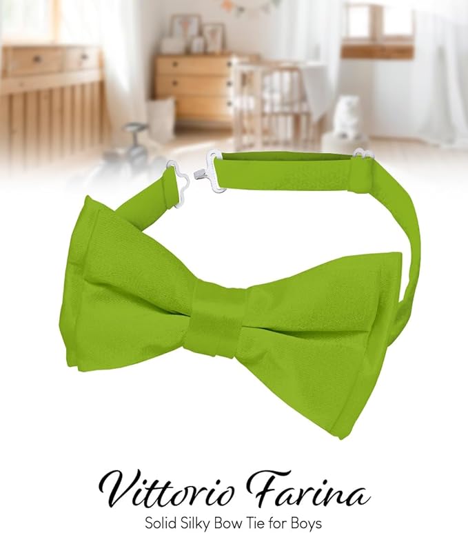 Vittorio Farina Boy's Pretied Solid Silky Satin Bow Tie