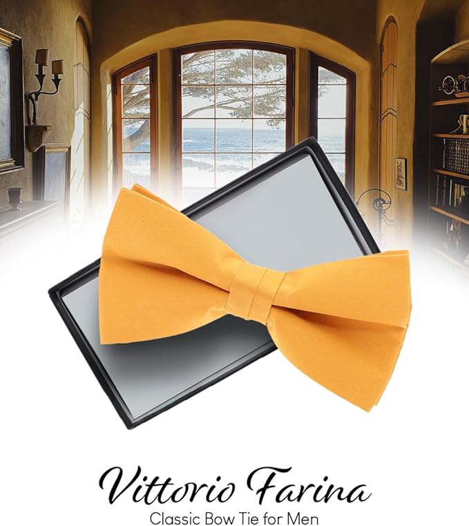 Vittorio Farina Men's Satin Bow Tie in Gift Box