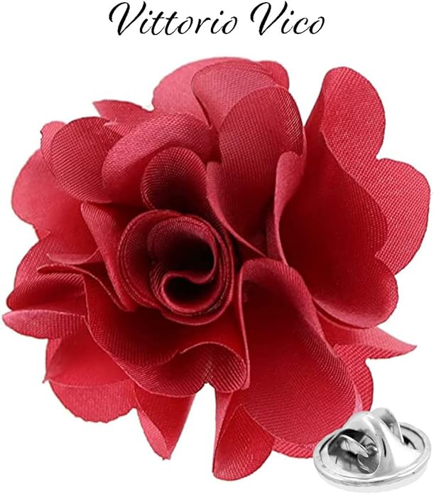 Vittorio Vico Unisex Satin Solid Flower Lapel Pin