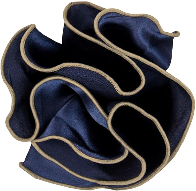 Vittorio Farina Round Satin Pocket Square with Embroidered Piping