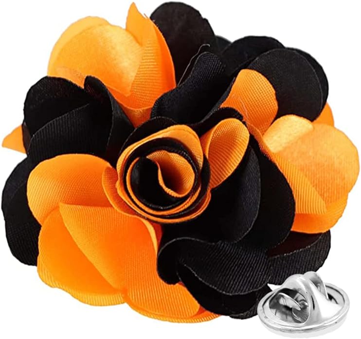 Vittorio Vico Unisex Two Tone Satin Flower Lapel Pin