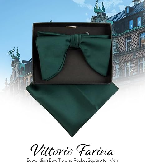 Vittorio Farina Men's Satin Teardrop Bow Tie & Pocket Square in Gift Box