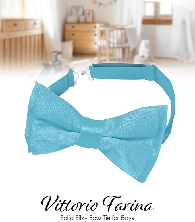 Vittorio Farina Boy's Pretied Solid Silky Satin Bow Tie