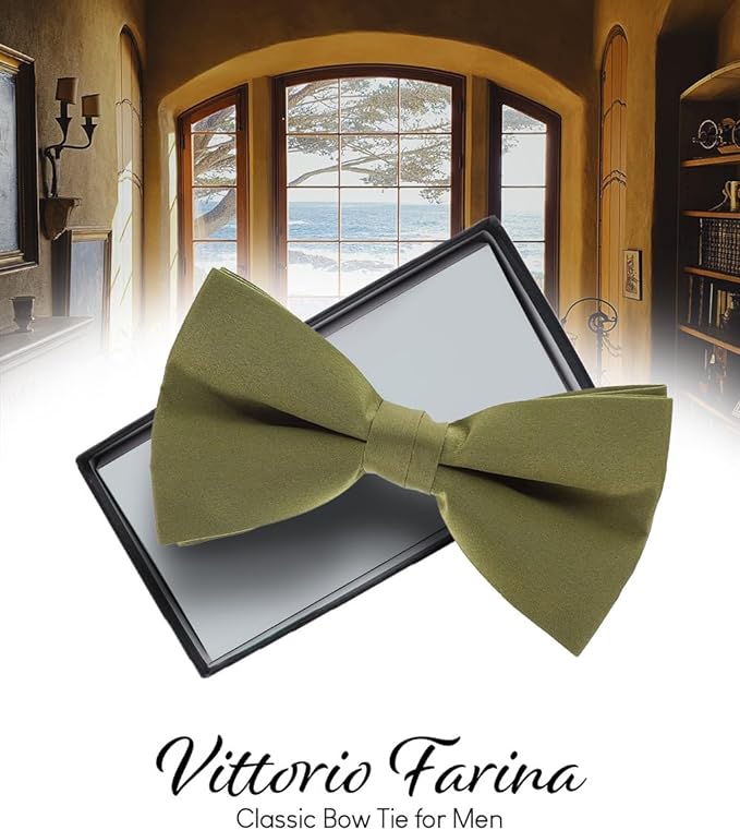 Vittorio Farina Men's Satin Bow Tie in Gift Box