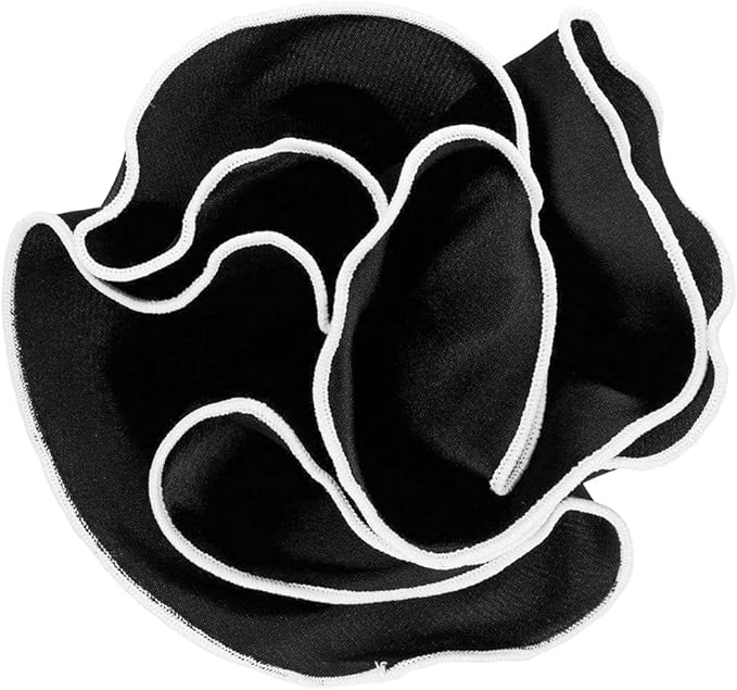 Vittorio Farina Round Satin Pocket Square with Embroidered Piping