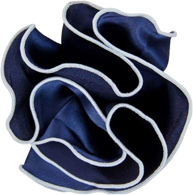 Vittorio Farina Round Satin Pocket Square with Embroidered Piping