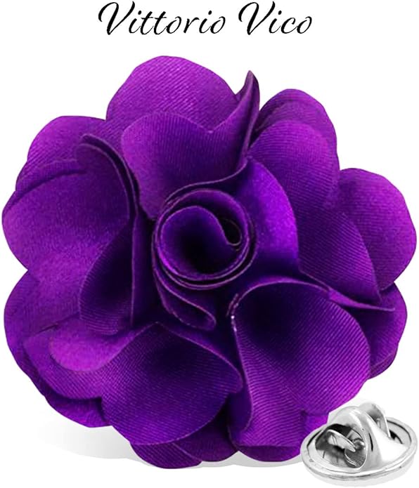 Vittorio Vico Unisex Satin Solid Flower Lapel Pin