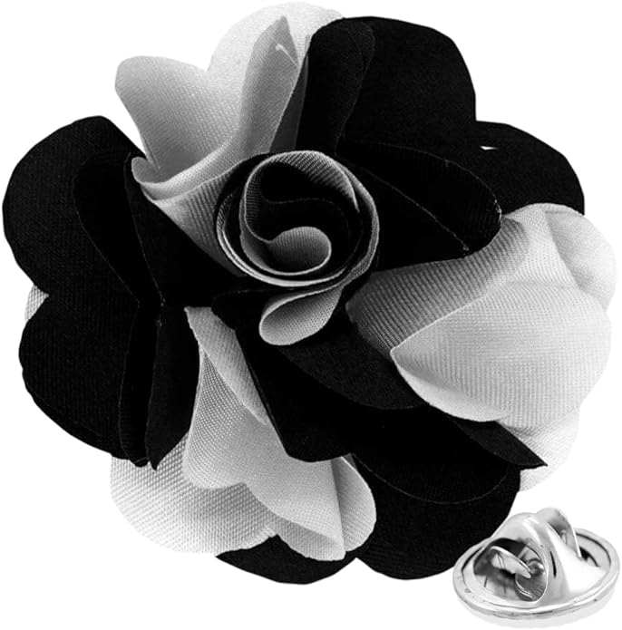 Vittorio Vico Unisex Two Tone Satin Flower Lapel Pin