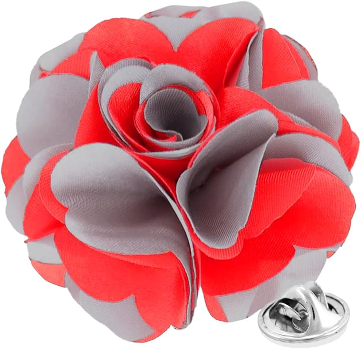 Vittorio Vico Unisex Two Tone Satin Flower Lapel Pin