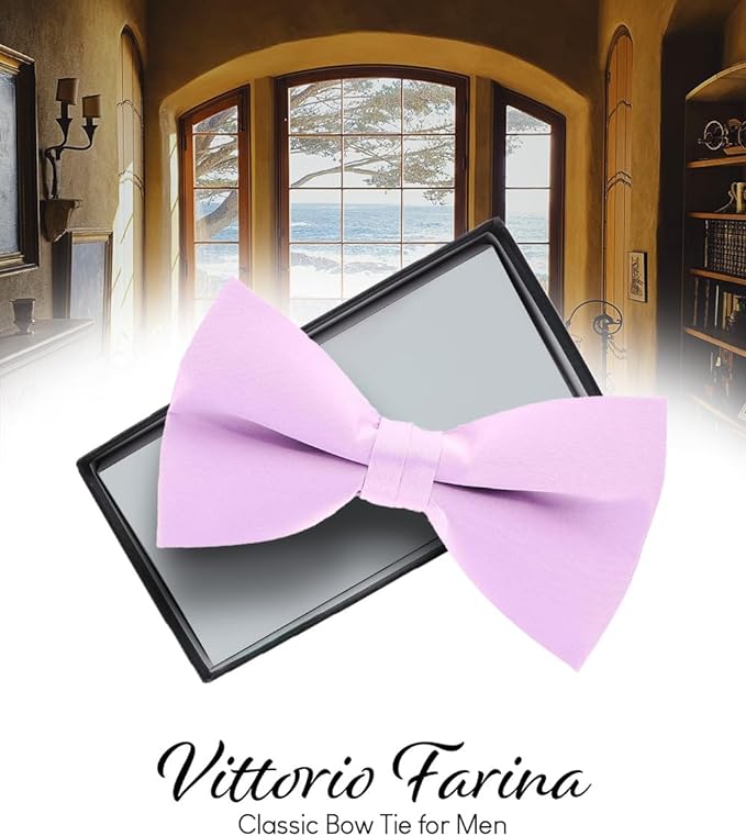 Vittorio Farina Men's Satin Bow Tie in Gift Box