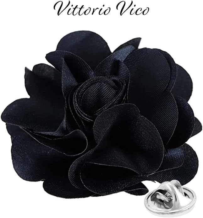 Vittorio Vico Unisex Satin Solid Flower Lapel Pin