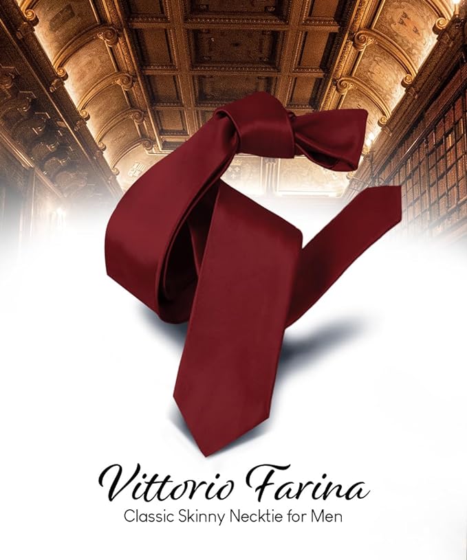 Vittorio Farina Men's Satin Skinny Necktie