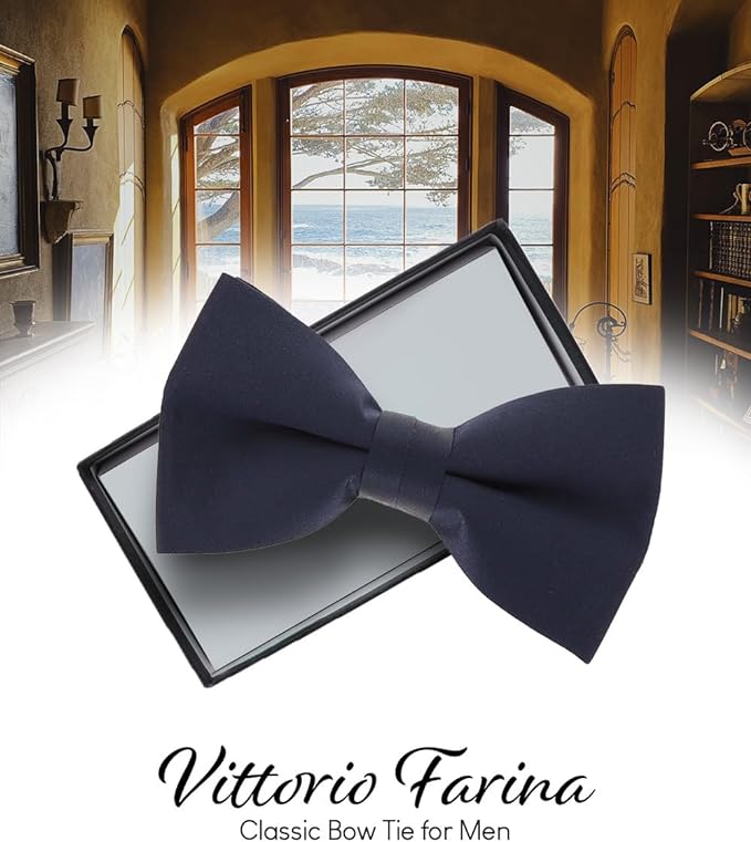 Vittorio Farina Men's Satin Bow Tie in Gift Box