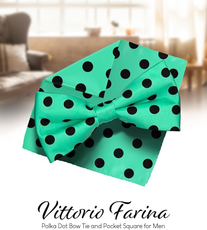 Vittorio Farina Men's Polka Dot Satin Bow Tie & Pocket Square in Gift Box