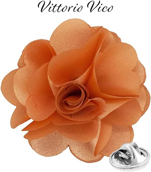 Vittorio Vico Unisex Satin Solid Flower Lapel Pin