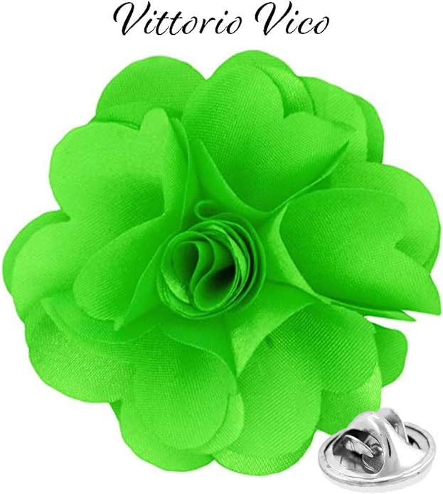 Vittorio Vico Unisex Satin Solid Flower Lapel Pin