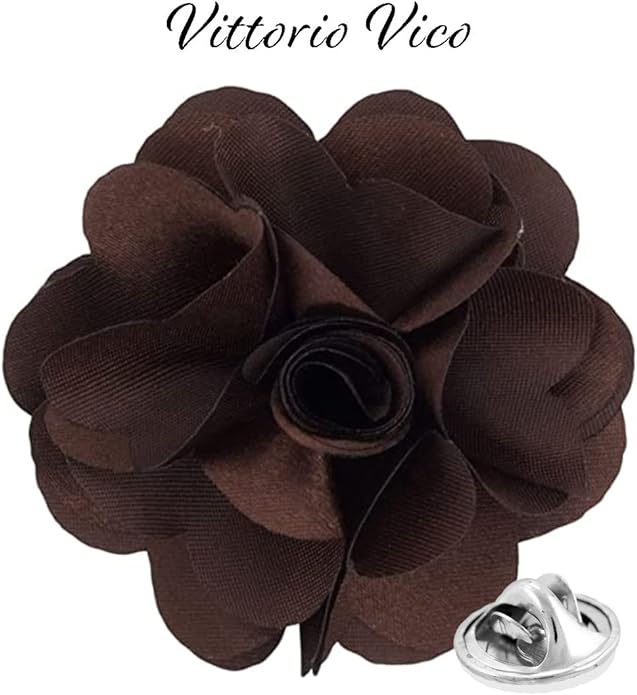 Vittorio Vico Unisex Satin Solid Flower Lapel Pin