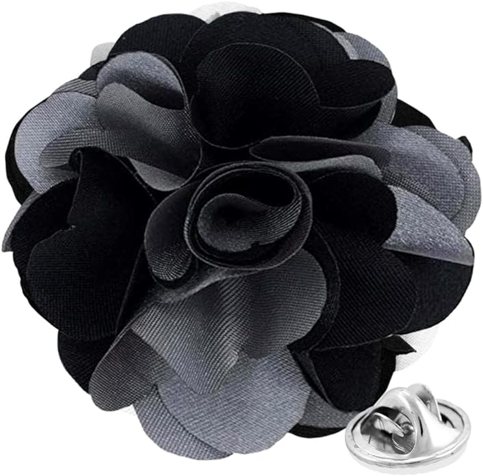 Vittorio Vico Unisex Two Tone Satin Flower Lapel Pin