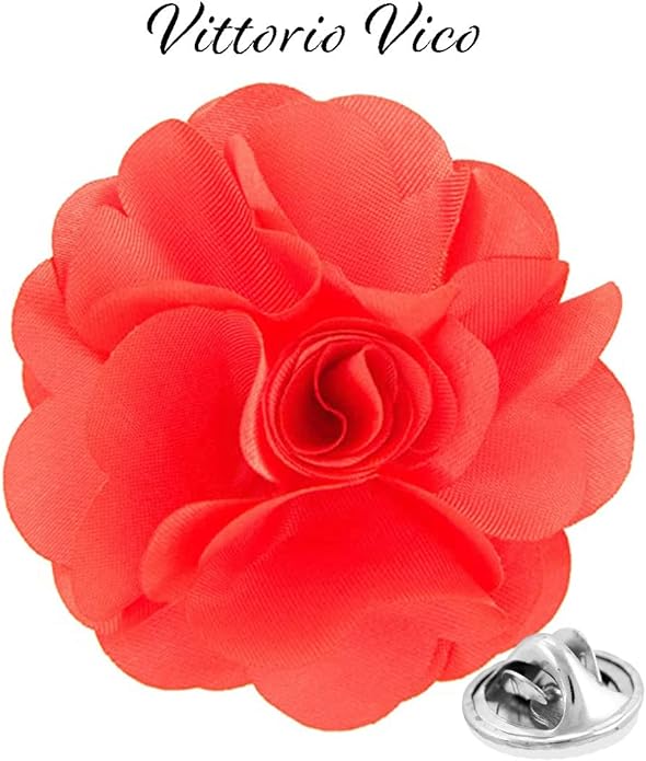 Vittorio Vico Unisex Satin Solid Flower Lapel Pin