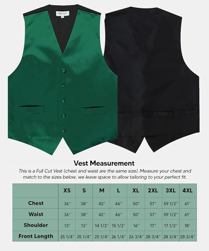 Vittorio Farina Solid Satin Vest Set (Black Back) Var. 01 (Aggie Maroon-Hunter) - vest_plain_BB_hunter_XS - Classy Cufflinks