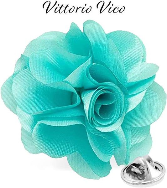 Vittorio Vico Unisex Satin Solid Flower Lapel Pin