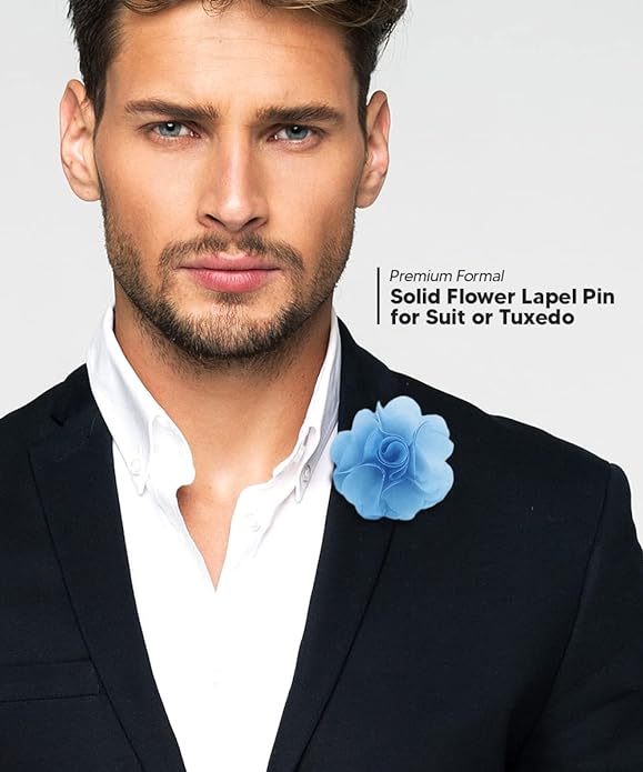 Vittorio Vico Unisex Satin Solid Flower Lapel Pin