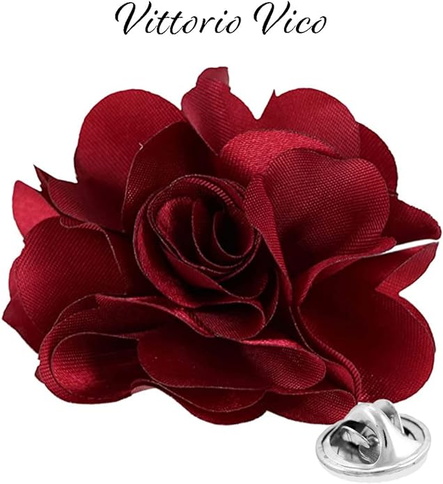 Vittorio Vico Unisex Satin Solid Flower Lapel Pin