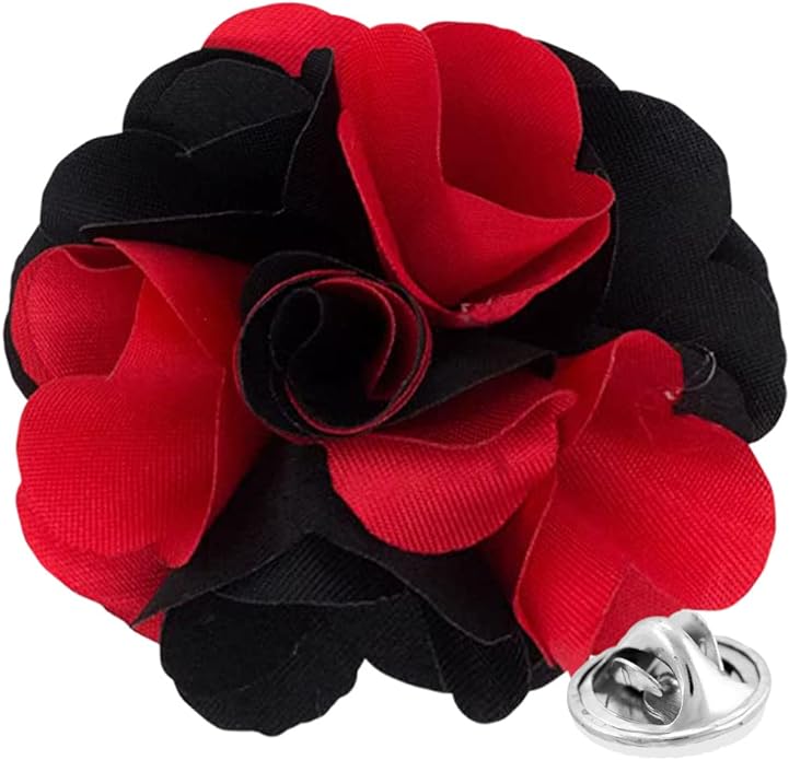 Vittorio Vico Unisex Two Tone Satin Flower Lapel Pin