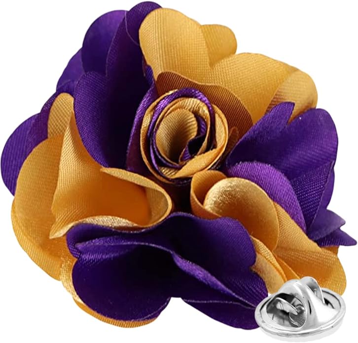 Vittorio Vico Unisex Two Tone Satin Flower Lapel Pin