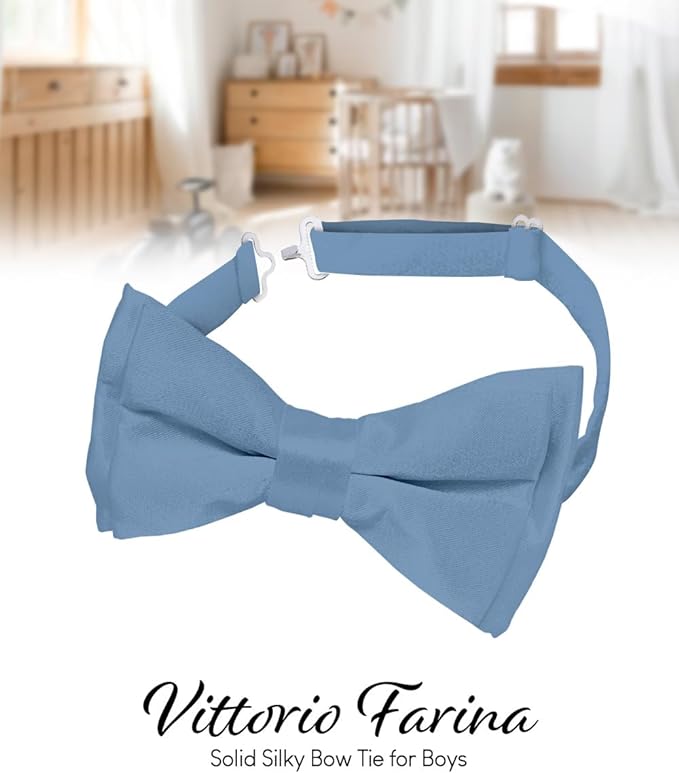 Vittorio Farina Boy's Pretied Solid Silky Satin Bow Tie